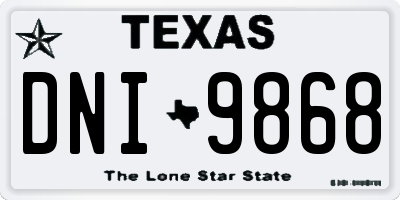 TX license plate DNI9868