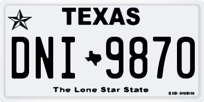 TX license plate DNI9870