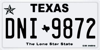 TX license plate DNI9872
