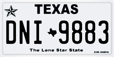 TX license plate DNI9883