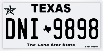 TX license plate DNI9898