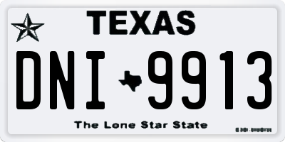 TX license plate DNI9913