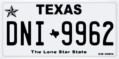 TX license plate DNI9962
