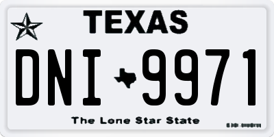 TX license plate DNI9971