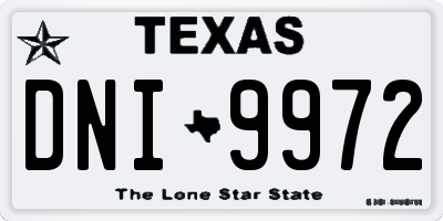 TX license plate DNI9972