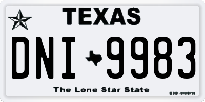 TX license plate DNI9983