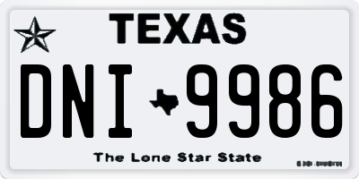 TX license plate DNI9986