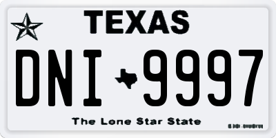 TX license plate DNI9997
