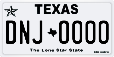 TX license plate DNJ0000