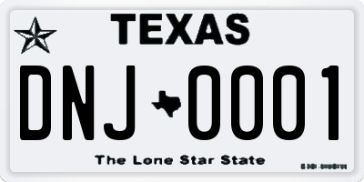 TX license plate DNJ0001