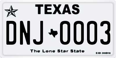 TX license plate DNJ0003