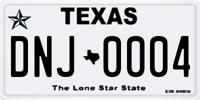 TX license plate DNJ0004