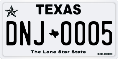 TX license plate DNJ0005