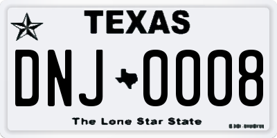 TX license plate DNJ0008