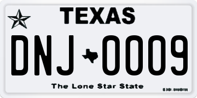TX license plate DNJ0009