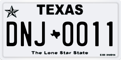TX license plate DNJ0011