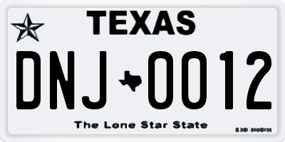 TX license plate DNJ0012