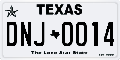 TX license plate DNJ0014