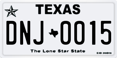 TX license plate DNJ0015