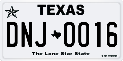TX license plate DNJ0016