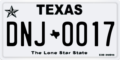 TX license plate DNJ0017