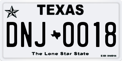 TX license plate DNJ0018