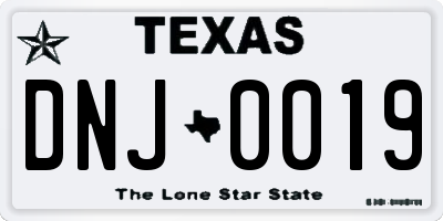 TX license plate DNJ0019
