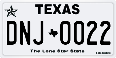 TX license plate DNJ0022