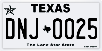 TX license plate DNJ0025