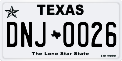 TX license plate DNJ0026