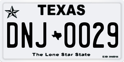 TX license plate DNJ0029