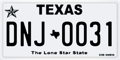 TX license plate DNJ0031