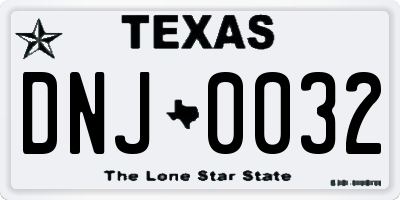 TX license plate DNJ0032