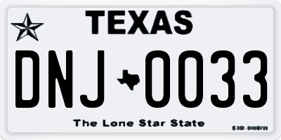 TX license plate DNJ0033