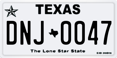 TX license plate DNJ0047