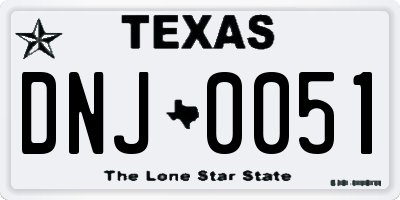TX license plate DNJ0051