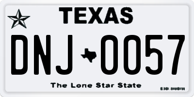 TX license plate DNJ0057