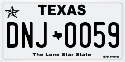 TX license plate DNJ0059