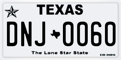 TX license plate DNJ0060