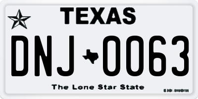 TX license plate DNJ0063