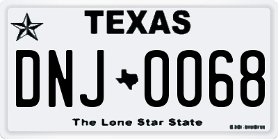 TX license plate DNJ0068