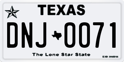 TX license plate DNJ0071