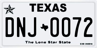 TX license plate DNJ0072