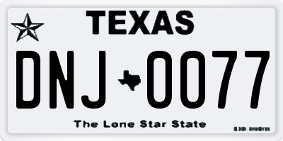 TX license plate DNJ0077
