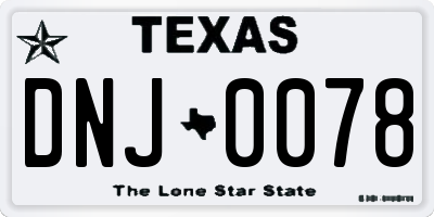 TX license plate DNJ0078