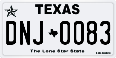 TX license plate DNJ0083