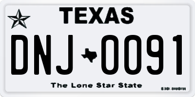 TX license plate DNJ0091