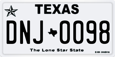 TX license plate DNJ0098