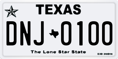 TX license plate DNJ0100