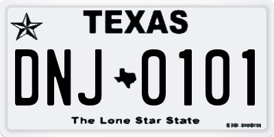 TX license plate DNJ0101